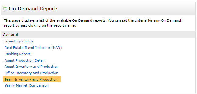 Agent Inventory and Production report – Matrix